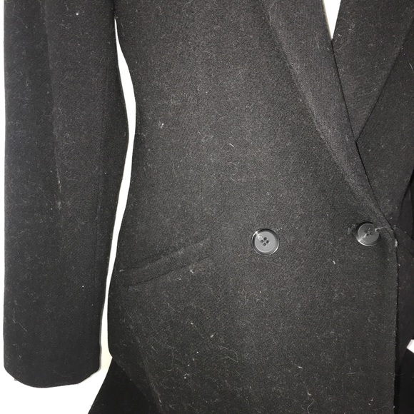 Zara Black Classic Wool Buttoned Long Trench Coat - Picture 12 of 16